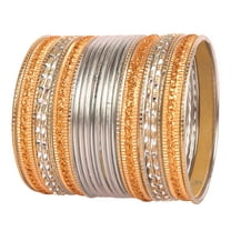 Sunsoul By Touchstone "Colorful 2 Dozen Bangle Collection" Indian Bollywood Pastel Light Grey Golden Glaze Designer Jewelry Special Size Bangle Bracelets Set Of 24 In Gold Tone For Women.