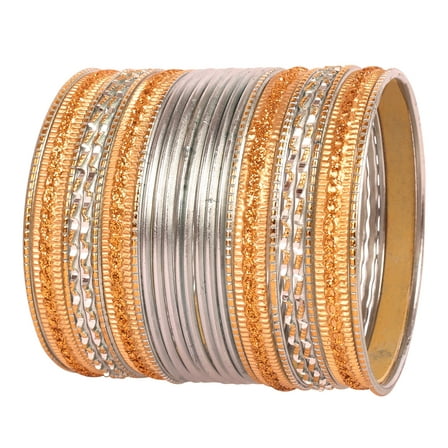 Sunsoul By Touchstone "Colorful 2 Dozen Bangle Collection" Indian Bollywood Pastel Light Grey Golden Glaze Designer Jewelry Special Size Bangle Bracelets Set Of 24 In Gold Tone For Women.