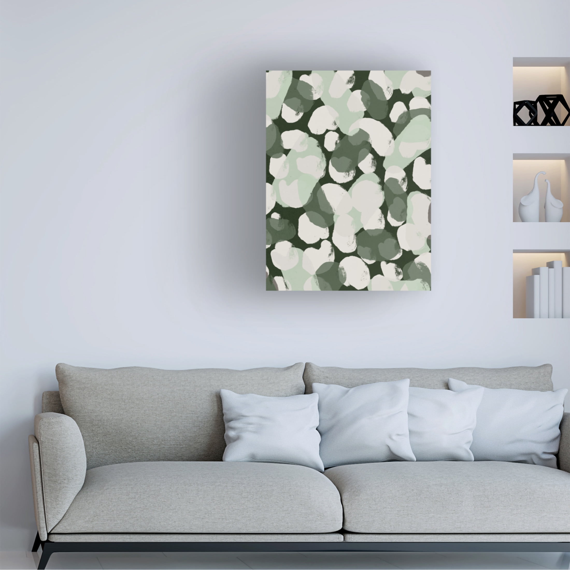 Canvas Wall Art - Treechild 'Green Round Strokes Pattern' Wall Art for Living Room, Bedroom, or Office D?cor by Trademark Fine Art - 14 x 19 Inches