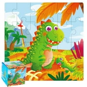 LSLJS Wooden Paper Box with 24 of Small Puzzle Transportation Dinosaur Children's Early Education Cognition Puzzle Portable Gift Box Toys