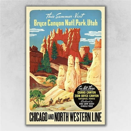 HomeRoots 16 x 24 in. Vintage 1950s Bryce Canyon National Park Multi Color Wall Art