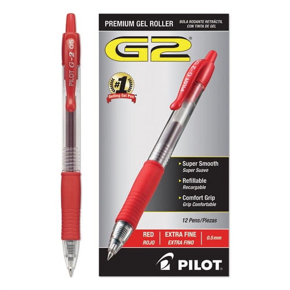 G2 Premium Gel Pen, Retractable, Extra-Fine 0.5 Mm, Red Ink, Smoke Barrel, Dozen | Bundle of 2 Dozen
