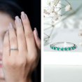 thumbnail image 3 of Rosec Jewels Natural Emerald Half Eternity Ring for Women - Bezel Set Emerald Stackable Ring - AAA Quality - Ready to Gift, 14K White Gold, US 10.50, 3 of 9