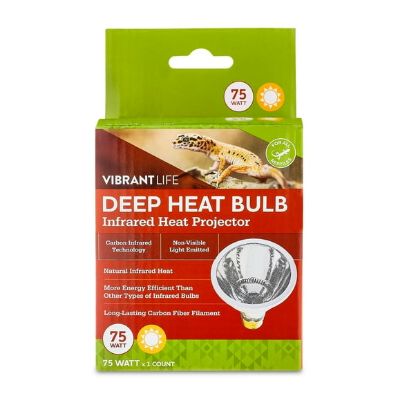 Vibrant Life Deep Heat Bulb for Reptile Terrarium Habitat Lighting, 75 Watts