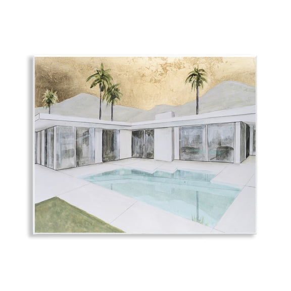 Stupell Industries Modern Chic Pool View Landscape & Nature Painting Unframed Art Print Wall Art, 14 x 11