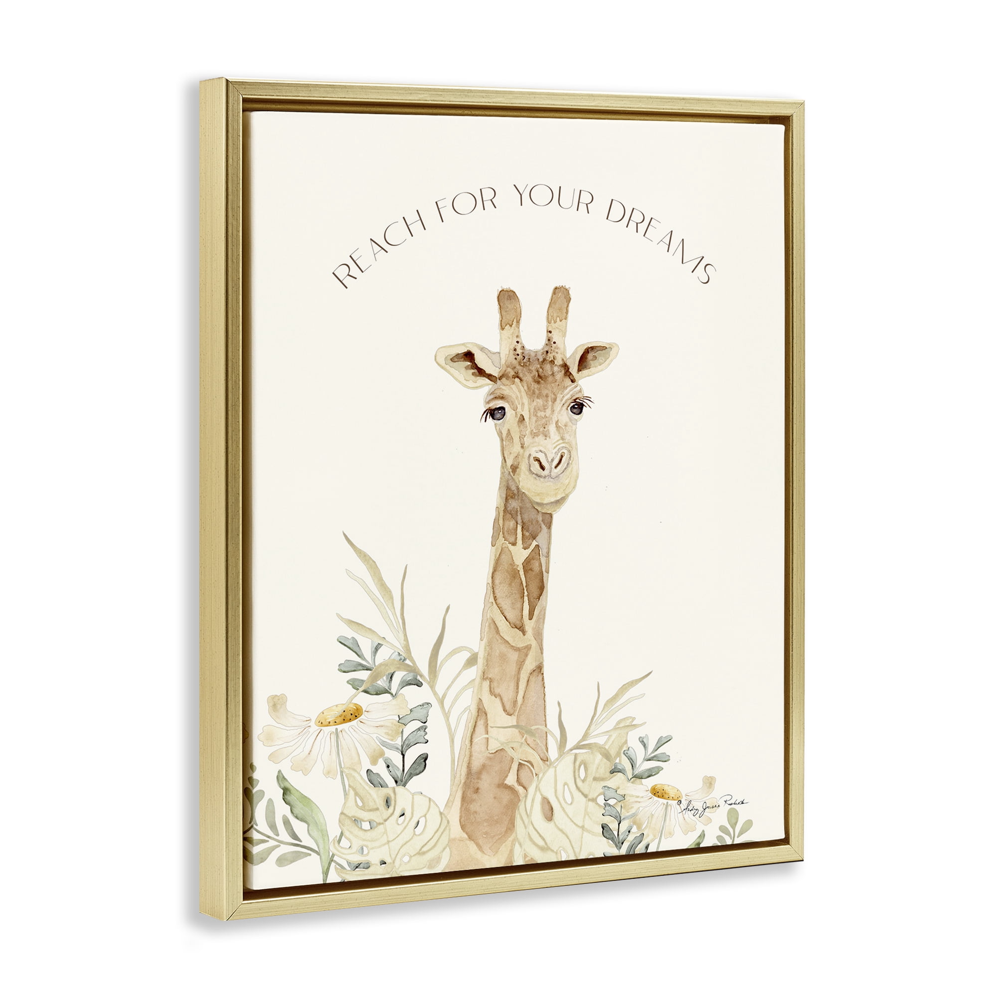 Stupell Industries Reach For Your Dreams Animals & Insects Painting Gold Floater Framed Art Print Wall Art, 25 x 31
