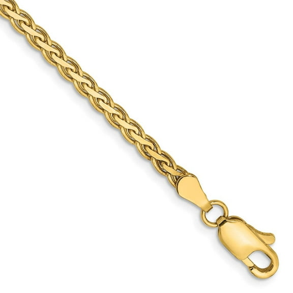Primal Gold 14 Karat Yellow Gold 2.8mm Flat Wheat Chain Bracelet