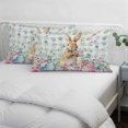 thumbnail image 3 of Bunny Easter Pillow Covers, Linen Long Throw Pillow Case, Spring Floral Rabbits Checkered Farmhouse Holiday Pillow Protector Decorative Cushion Cover for Living Room/Bedroom 12" x 20", 3 of 8