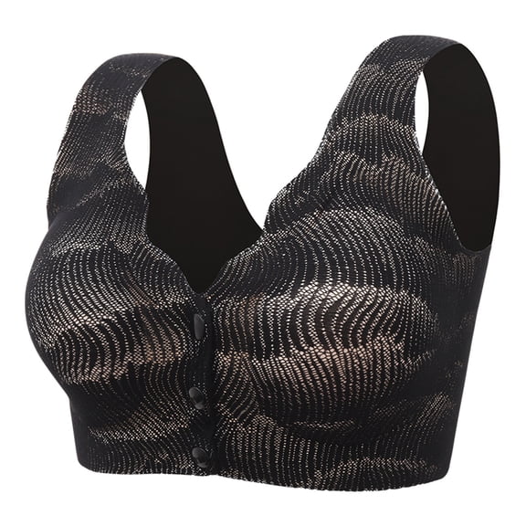IROINNID Clearance Full Coverage Bra for Women Plus Size Push Up Sexy Front Button Shaping Cup Shoulder Strap Underwire Bra Extra-Elastic Wireless,Black