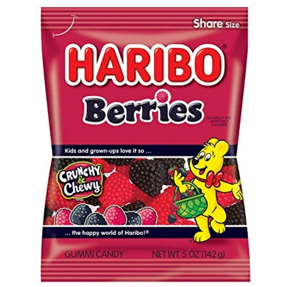 Haribo Gummi Candy, Berries, 5-Ounce Bags (Pack Of 12)