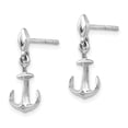thumbnail image 2 of 925 Sterling Silver Diamond Post Drop Dangle Anchor Earrings, 2 of 7