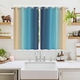 thumbnail image 2 of Blue Teal Yellow Ombre Kitchen Curtains Window Panels, Farmhouse Modern Gradient Art Insulated Window Treatment Curtain, Grommet Curtains for Bedroom/Living Room/Bathroom, 2 Piece 52"Wx63"L, 2 of 8