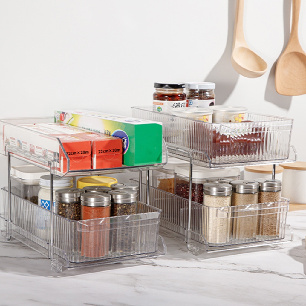 Compact Vertical Storage Rack Acrylic Under Sink Organizers With Dividers