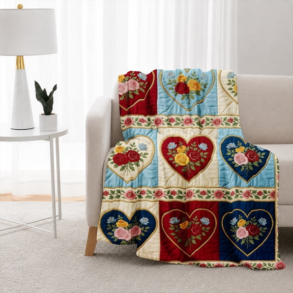 SPXUBZ Vintage Heart Pattern Throw Blanket, Decorative Soft Fleece Blanket, Cozy Home Accent Blanket for Sofa Bed