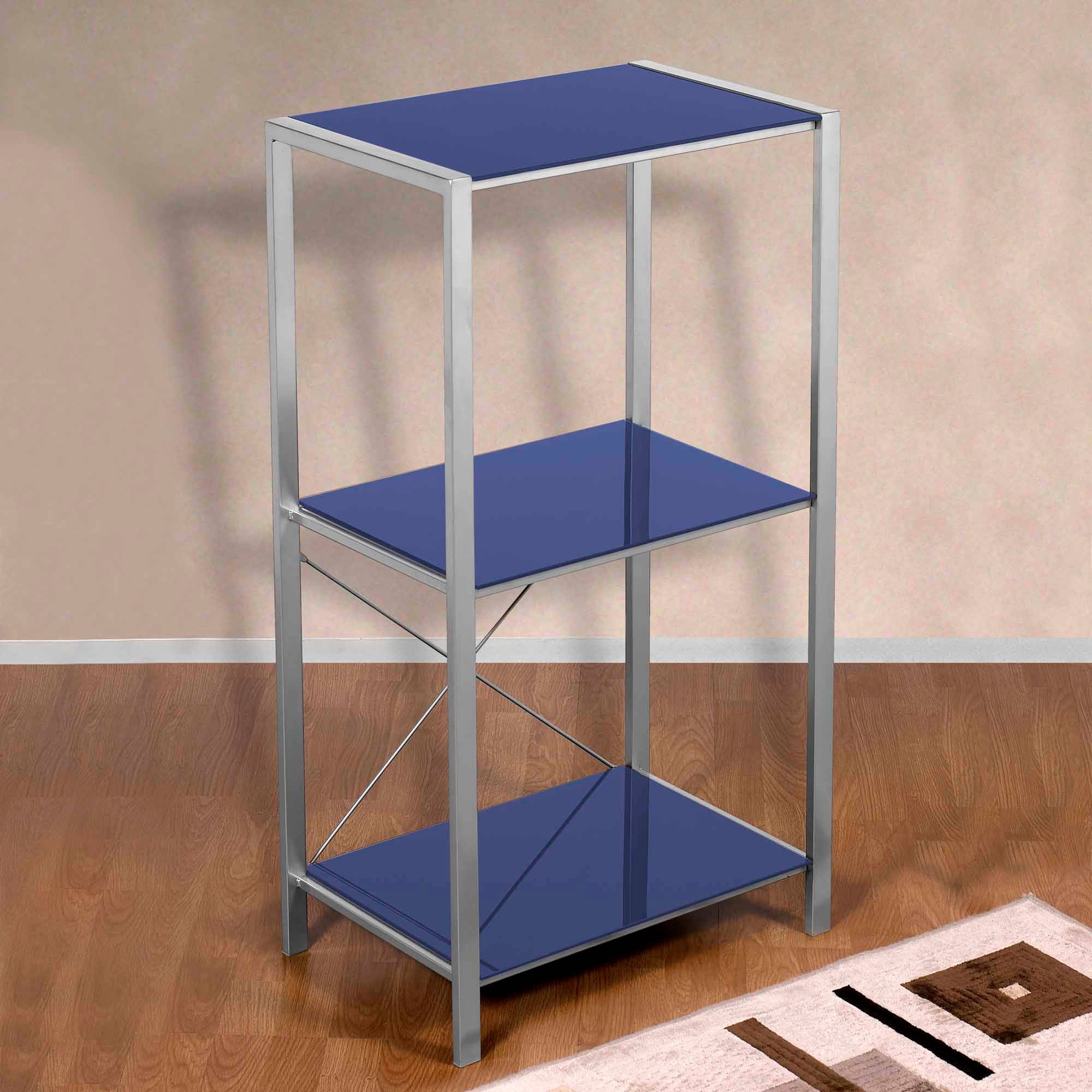 Capri Glass and Metal Bookcase, Multiple Colors