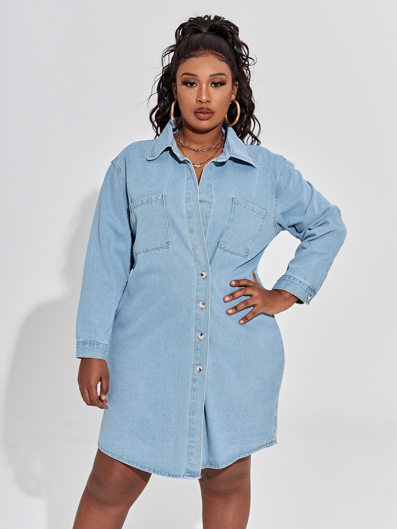 Denim Shirt Dress 2022 1XL(14 
