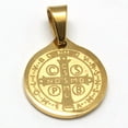thumbnail image 2 of 304 Stainless Steel Flat Round with San Benito Pendants Golden 17x15x1mm Hole: 4x6mm, 2 of 2