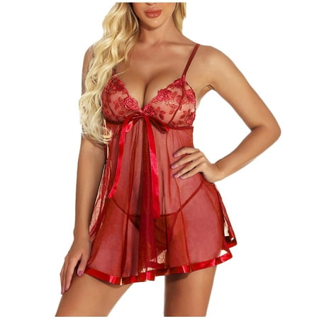 

Cathalem Lace Camisole Set Lingerie And Jumpsuit Set Pajamas Women Bra Lingerie Garter Sleepwear Lace Panty Underpants Male Underwear Red 3X-Large