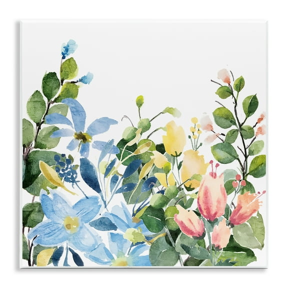 Stupell Industries Leafy Spring Blooms Plants & Flowers Painting Unframed Art Print Wall Art, 12 x 12