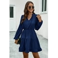 thumbnail image 6 of Women's V Neck Tie Neck Long Sleeve Dress 95% Polyester 5% Elastane Elegant Everyday Classic Fit Casual Office Ready, 6 of 11
