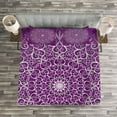 thumbnail image 4 of Ambesonne Purple Mandala Quilted Bedspread Set 3 Pcs, Tibetian Cosmos, Queen Size, White Purple, 4 of 4