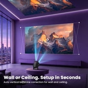 Roku TV Projector, HAPPRUN Smart Projector with Wifi and Bluetooth, Roku TV Built-in, DoIby Audio, Portable Mini Projector Compatible with Google Home & Apple Home, Movie Projector for Outdoor