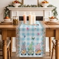 thumbnail image 2 of Table Runner 72 Inches Long for Kitchen Dining, Easter Dresser Scarf Farmhouse, Dining Table Decorations for Wedding/Parties, Spring Gnomes Bunny Eggs Flowers Blue Checkered 18 x 72 In, 2 of 8