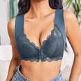 thumbnail image 2 of AINIYS Lift and Support Push-Up Bra Secure Fit Bra for Women Plus Size Armpit Fat Control Bra Front Clousure Cleavage Bra Breathable Everyday Bras Bralette Navy M, 2 of 9
