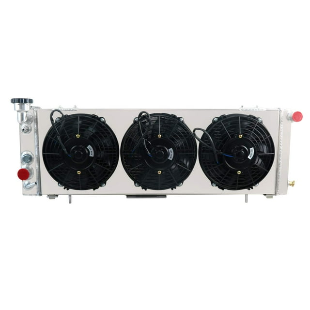 ALLOYWORKS 4 Row Full Aluminum Radiator+3X9"Fan Shroud Kit For 1991-2001 Jeep Cherokee XJ/Comanche