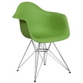 thumbnail image 3 of Emma + Oliver Green Plastic Chair with Arms and Chrome Base, 3 of 7