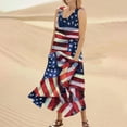 thumbnail image 4 of Cotton Dresses For Women 2025, 4Th Of July Dress Casual Sleeveless Round Neck American Flag Ruffle Flowy Long Tank Cute Summer Dresses Pleated Boho Spring Dresses Casual (L, Vermilion) ZMTing, 4 of 5