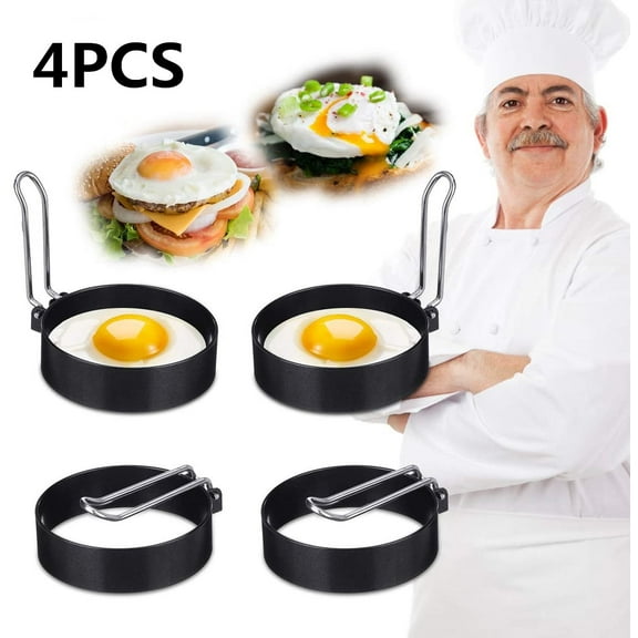 TONAIN 1/2/4 PCS Fried Egg Mold Non Stick Ring Round Egg Pancake Maker Mold Cooker Ring Mold Cooking Tool for Frying McMuffin or Shaping Eggs