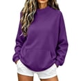 thumbnail image 3 of VV AVEORS Mock Neck Sweatshirt Women 2026 Fall Winter Oversized Turtleneck Lightweight Pullover Teens Long Sleeve Sweatshirts Purple M, 3 of 8