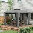 thumbnail image 2 of Outsunny 10' x 10' Outdoor Patio Gazebo Shelter Tent w/ Sidewalls, Grey, 2 of 10