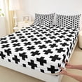thumbnail image 3 of Manfei White Black Twin Sheet Sets,Minimalist Geometric Pattern Twin Fitted Sheet,Modern Art Flat Sheet For Boys Kids,Microfiber Bedroom Decor,3pcs, 3 of 7