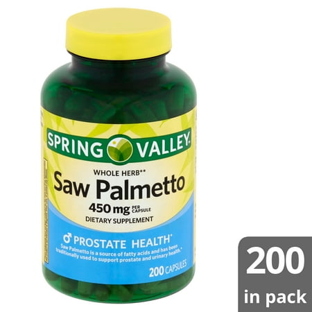 Spring Valley Whole Herb Saw Palmetto Dietary Supplement, 450 mg, 200 count