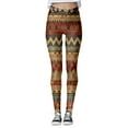 thumbnail image 5 of Fiaer Women Leggings Ethnic Geometric High Waist Stretchy Workout Pants Comfy Plus Size Color Blocking Trendy Yoga Trousers Coffee XXL, 5 of 5