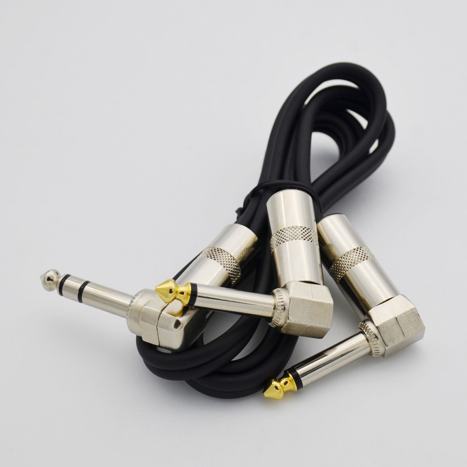 2,Y Audio cable cord Right Angle DUAL 6.35mm MONO male to 1/4 90°Right TRS Plug