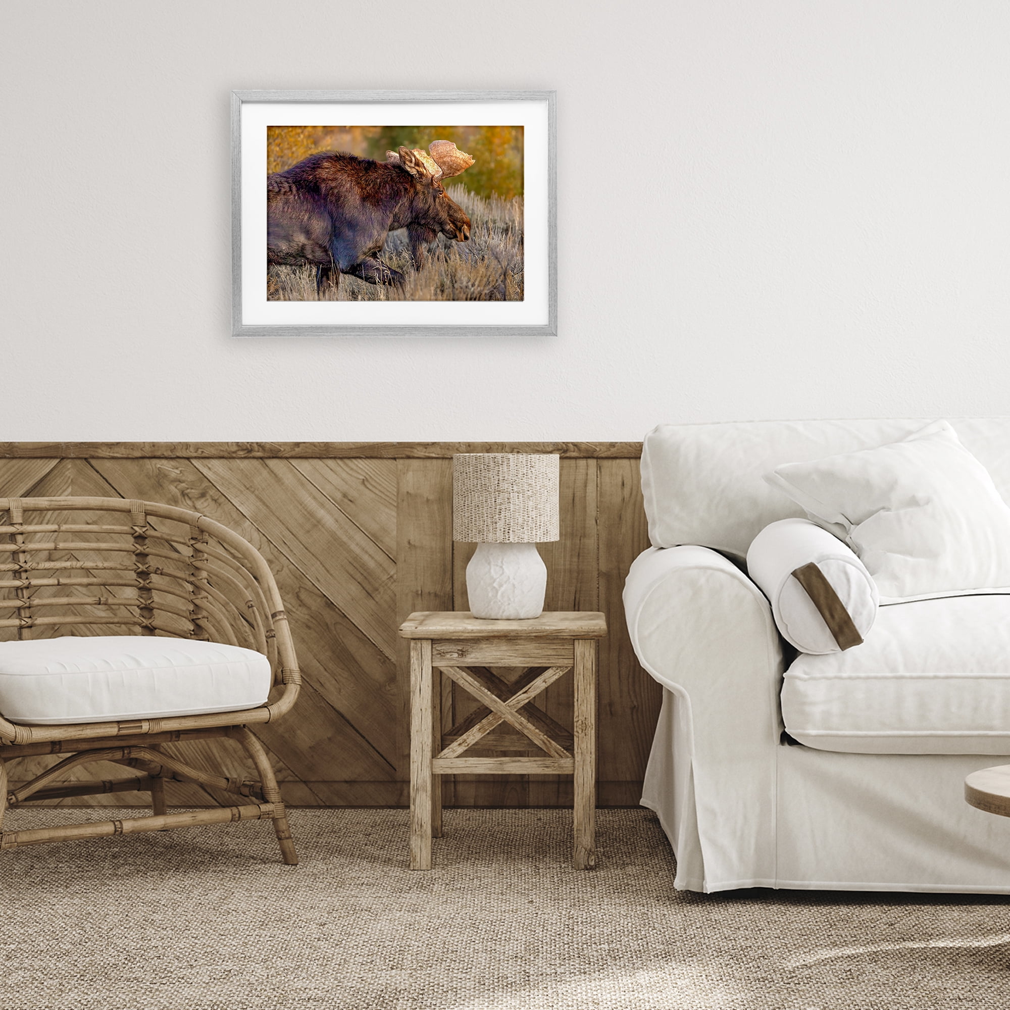 Stupell Industries Bull Moose At Dusk Gray Framed Print Under Glass, design by Shelley Carlisle