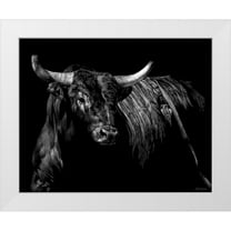 Chapman, Julie T. 14x12 White Modern Wood Framed Museum Art Print Titled - Brindle Rodeo Bull
