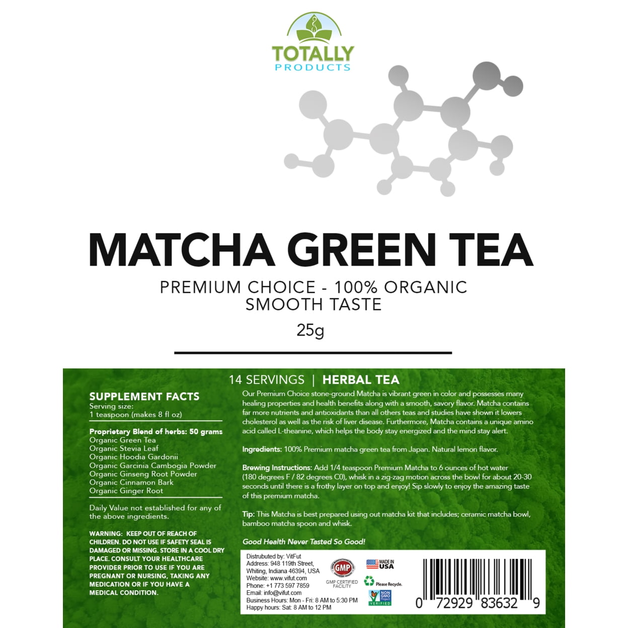 Totally Products Organic Tasty Matcha Japanese Green Tea Powder (2 packs)