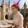 thumbnail image 6 of Hot Pink Fascinator Headband for Women Vintage Fascinator Hat for Weddings Tea Party with Feathers Mesh Hair Clip, 6 of 6