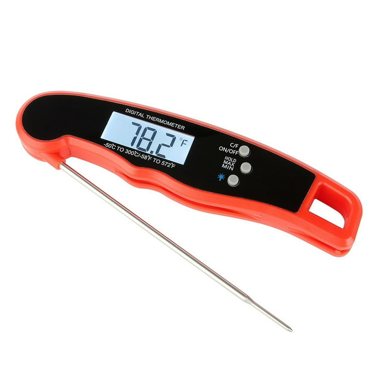 Waterproof Instant Read Digital Meat Thermometer for Cooking and Grilling,  Food Thermometer with Backlight, Magnet, Calibration, and Foldable Probe