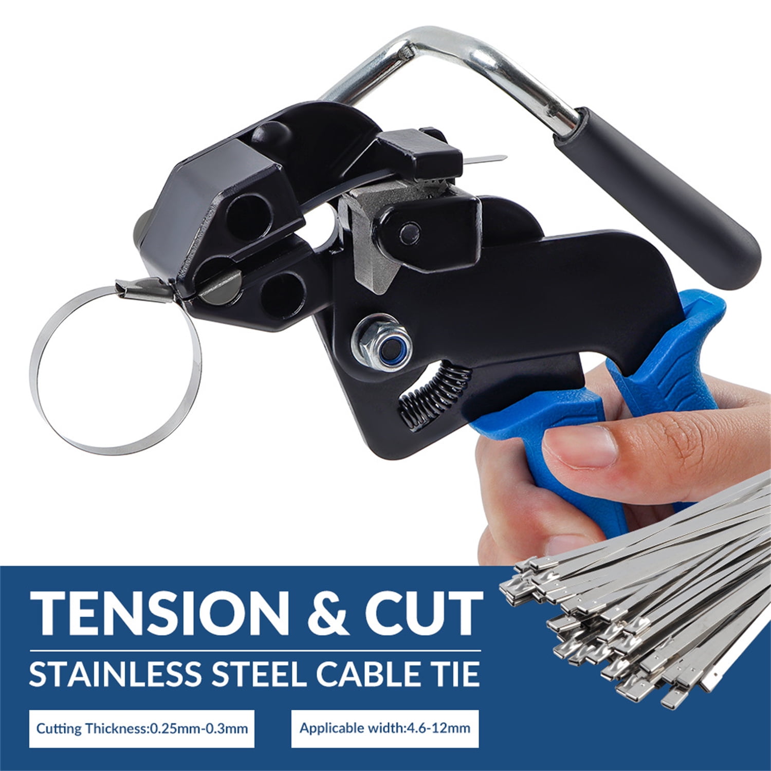 Dingrich Metal Zip Ties Tool Set, Metal Cable Tie Cutter with 150pcs Self-Locking Cable Ties, Cable Tie Tool for Fastening Cutting Stainless Steel Cable Ties, Stainless Steel Zip Ties Gun Kit