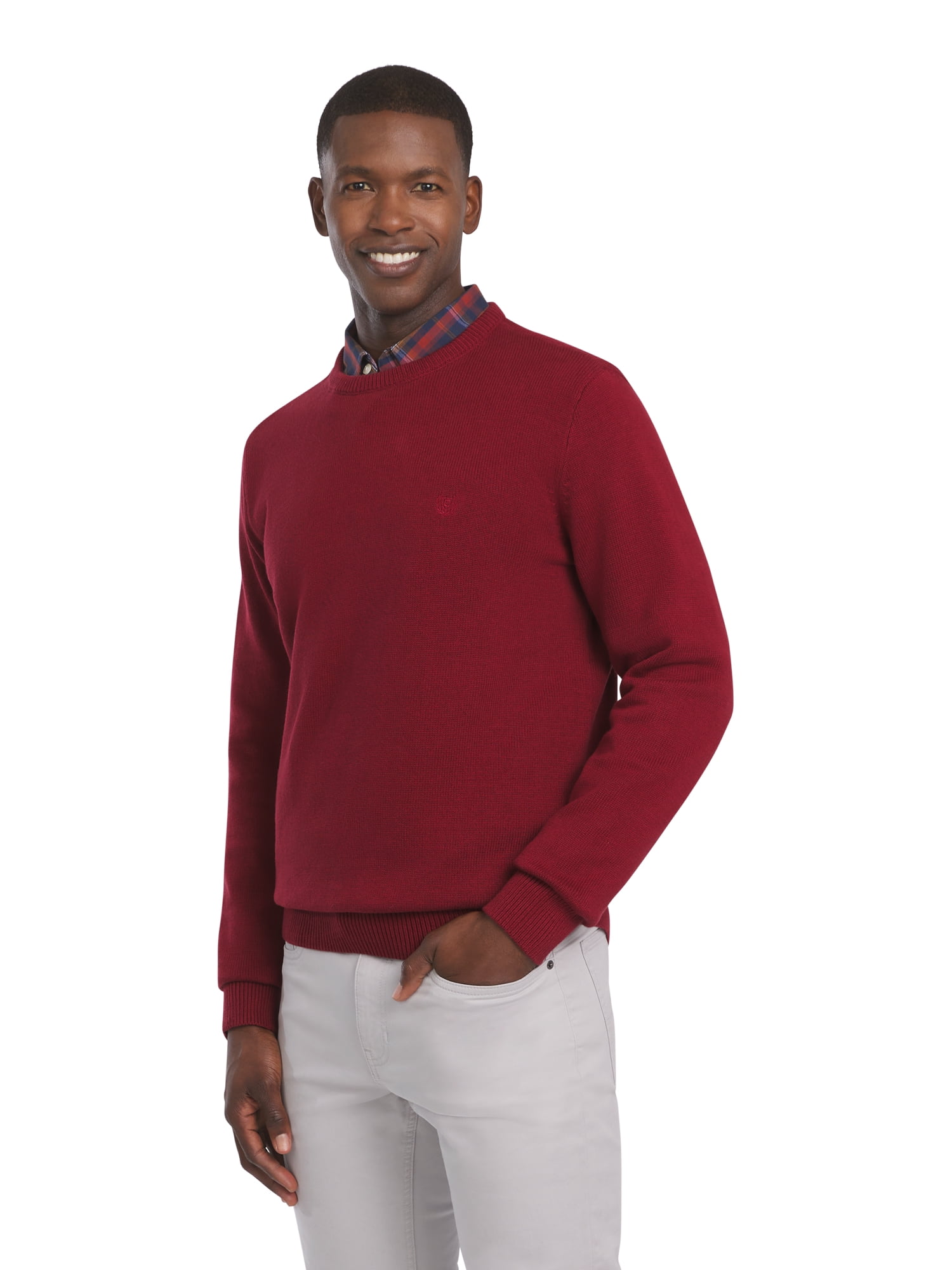 Chaps Men's & Big Men's Solid Cotton Crewneck Sweater, Sizes S-2XL