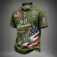 thumbnail image 3 of Men's 911 Memorial 25Th Anniversary Never Forget Patriot Day Polo Shirt Army Green,S, 3 of 5