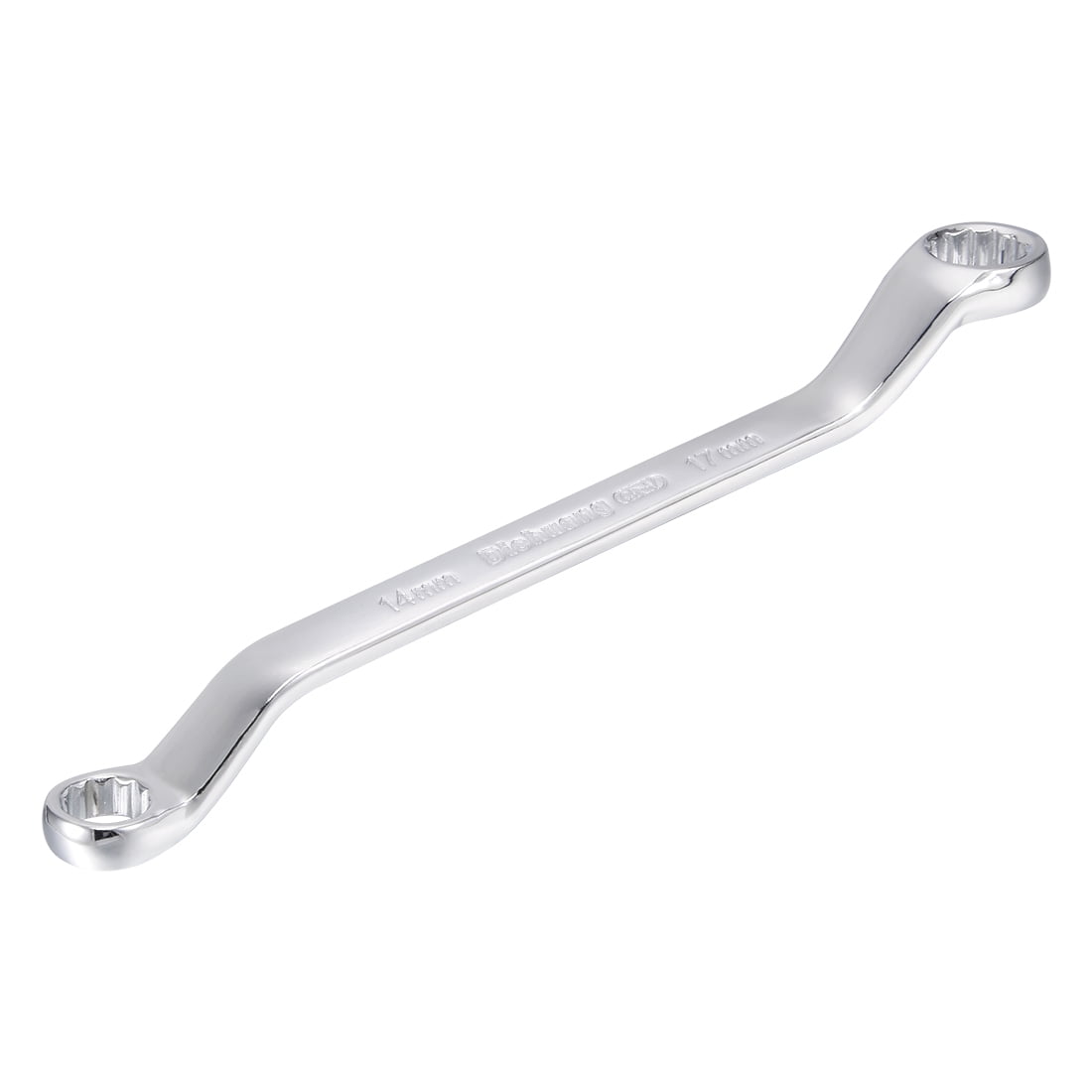 14mm x 17mm 12 Point Offset Double Box End Wrench Polished Finish, CrV