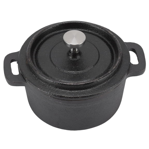 Cast Iron Pot Dutch Oven with Lid Double Layer Traditional Thick Pot with Handle for Slow Cooking Kitchen Diameter 10cm