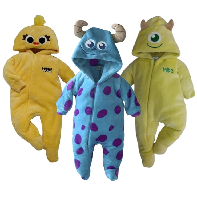Kit 3 Mamelucos con Gorro Bordado Disney Ducky, Sulley, Mike Disney KitB311
