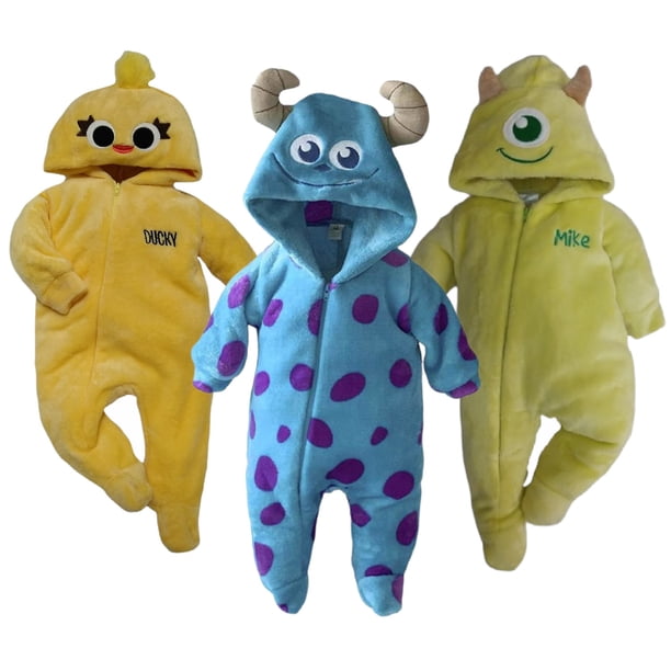 Kit 3 Mamelucos con Gorro Bordado Disney Ducky Sulley Mike KitB311